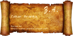 Zakar Aranka névjegykártya